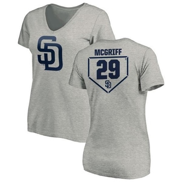 Women's San Diego Padres Fred Mcgriff ＃29 RBI Slim Fit V-Neck T-Shirt Heathered - Gray