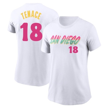 Women's San Diego Padres Gene Tenace ＃18 2022 City Connect Name & Number T-Shirt - White