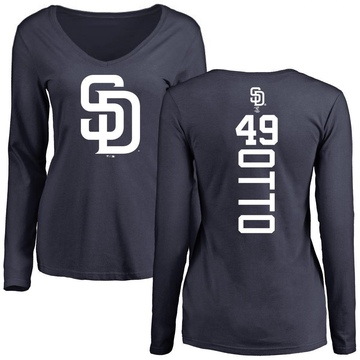 Women's San Diego Padres Glenn Otto ＃49 Backer Slim Fit Long Sleeve T-Shirt - Navy