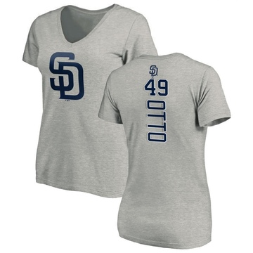 Women's San Diego Padres Glenn Otto ＃49 Backer Slim Fit T-Shirt Ash