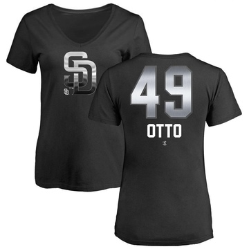 Women's San Diego Padres Glenn Otto ＃49 Midnight Mascot V-Neck T-Shirt - Black
