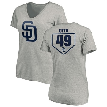 Women's San Diego Padres Glenn Otto ＃49 RBI Slim Fit V-Neck T-Shirt Heathered - Gray