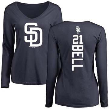 Women's San Diego Padres Heath Bell ＃21 Backer Slim Fit Long Sleeve T-Shirt - Navy