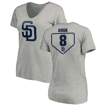 Women's San Diego Padres John Kruk ＃8 RBI Slim Fit V-Neck T-Shirt Heathered - Gray