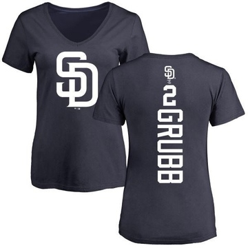 Women's San Diego Padres Johnny Grubb ＃2 Backer Slim Fit T-Shirt - Navy