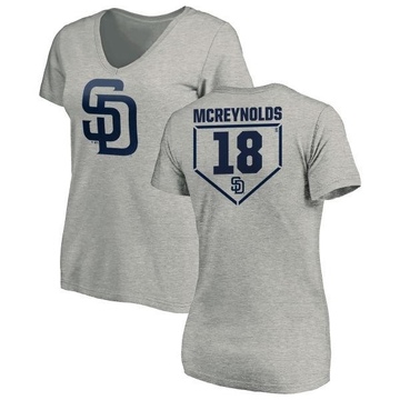 Women's San Diego Padres Kevin Mcreynolds ＃18 RBI Slim Fit V-Neck T-Shirt Heathered - Gray