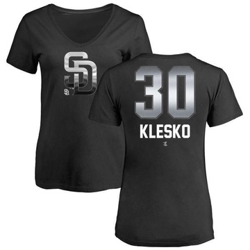Women's San Diego Padres Ryan Klesko ＃30 Midnight Mascot V-Neck T-Shirt - Black
