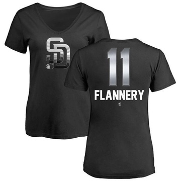 Women's San Diego Padres Tim Flannery ＃11 Midnight Mascot V-Neck T-Shirt - Black
