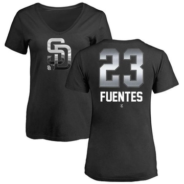 Women's San Diego Padres Tito Fuentes ＃23 Midnight Mascot V-Neck T-Shirt - Black
