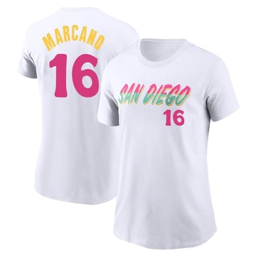 Women's San Diego Padres Tucupita Marcano ＃16 2022 City Connect Name & Number T-Shirt - White
