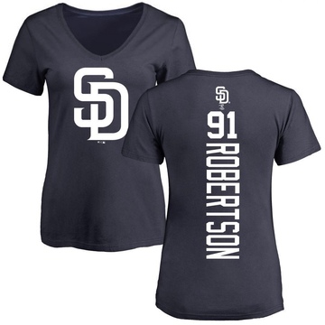 Women's San Diego Padres Tyler Robertson ＃91 Backer Slim Fit T-Shirt - Navy