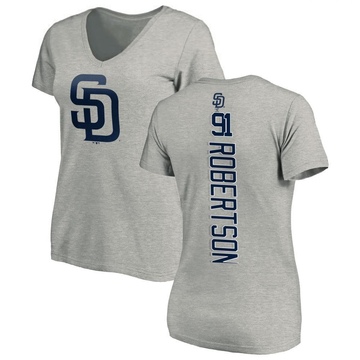Women's San Diego Padres Tyler Robertson ＃91 Backer Slim Fit T-Shirt Ash