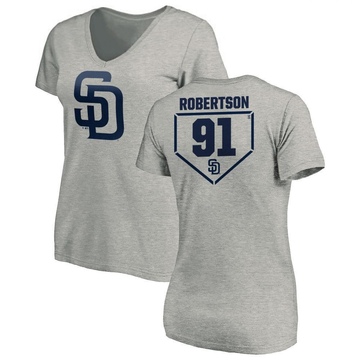 Women's San Diego Padres Tyler Robertson ＃91 RBI Slim Fit V-Neck T-Shirt Heathered - Gray