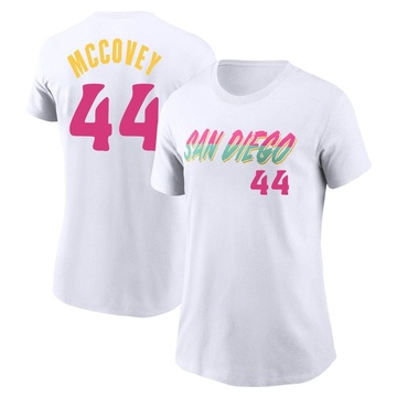 Women's San Diego Padres Willie Mccovey ＃44 2022 City Connect Name & Number T-Shirt - White