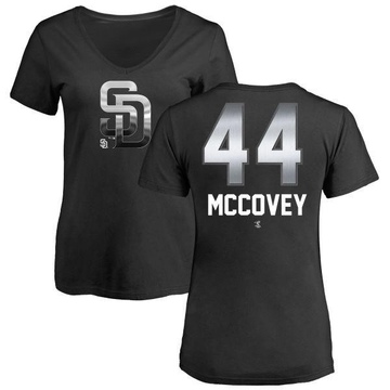 Women's San Diego Padres Willie Mccovey ＃44 Midnight Mascot V-Neck T-Shirt - Black