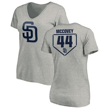 Women's San Diego Padres Willie Mccovey ＃44 RBI Slim Fit V-Neck T-Shirt Heathered - Gray