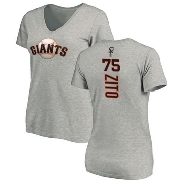 Women's San Francisco Giants Barry Zito ＃75 Backer Slim Fit T-Shirt Ash