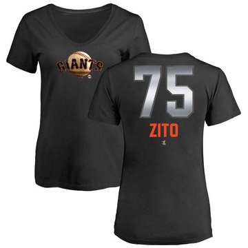 Women's San Francisco Giants Barry Zito ＃75 Midnight Mascot V-Neck T-Shirt - Black
