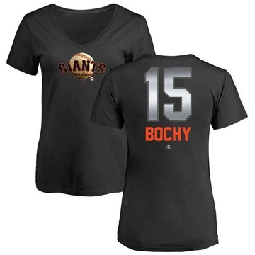 Women's San Francisco Giants Bruce Bochy ＃15 Midnight Mascot V-Neck T-Shirt - Black