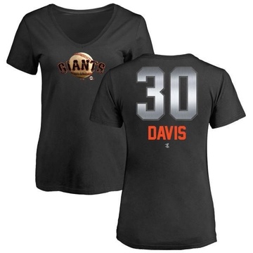 Women's San Francisco Giants Chili Davis ＃30 Midnight Mascot V-Neck T-Shirt - Black