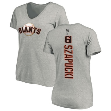 Women's San Francisco Giants Thomas Szapucki ＃61 Backer Slim Fit T-Shirt Ash