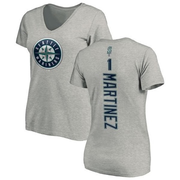 Women's Seattle Mariners Edgar Martinez ＃11 Backer Slim Fit T-Shirt Ash