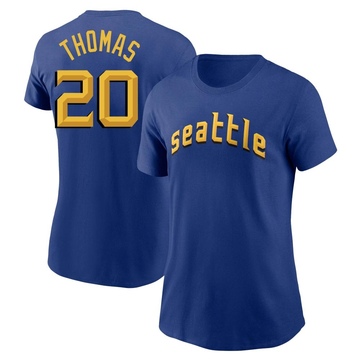 Women's Seattle Mariners Gorman Thomas ＃20 2023 City Connect Name & Number T-Shirt - Royal