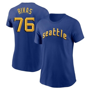 Women's Seattle Mariners Leonardo Rivas ＃76 2023 City Connect Name & Number T-Shirt - Royal