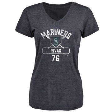 Women's Seattle Mariners Leonardo Rivas ＃76 Base Runner T-Shirt - Navy