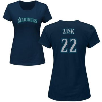 Women's Seattle Mariners Richie Zisk ＃22 Roster Name & Number T-Shirt - Navy