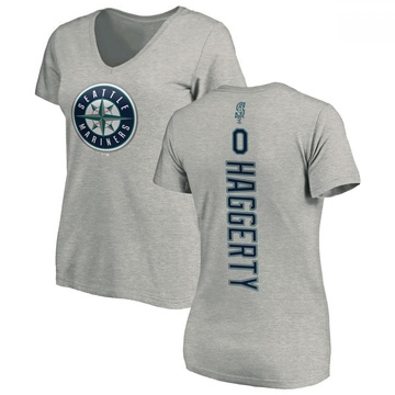 Women's Seattle Mariners Sam Haggerty ＃0 Backer Slim Fit T-Shirt Ash