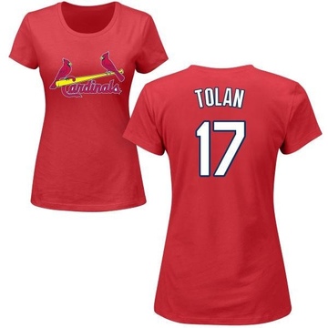 Women's St. Louis Cardinals Bobby Tolan ＃17 Roster Name & Number T-Shirt - Red