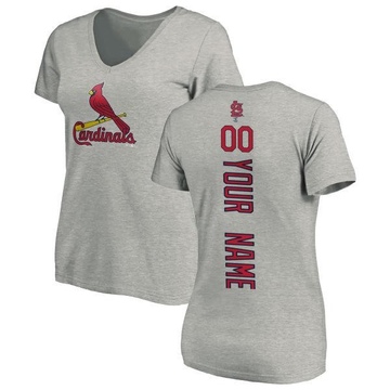 Women's St. Louis Cardinals Custom ＃00 Backer Slim Fit T-Shirt Ash