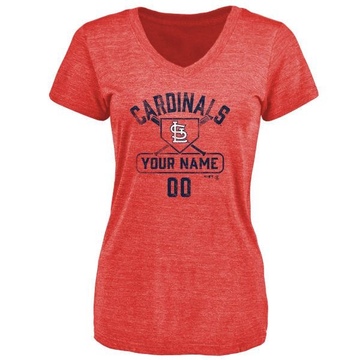 Women's St. Louis Cardinals Custom ＃00 Base Runner T-Shirt - Red