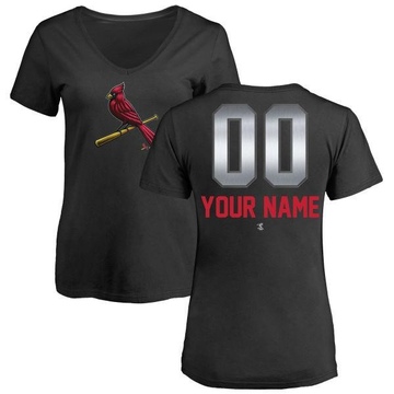 Women's St. Louis Cardinals Custom ＃00 Midnight Mascot V-Neck T-Shirt - Black