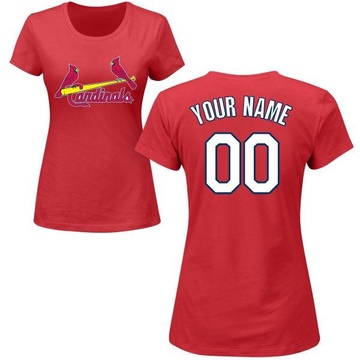 Women's St. Louis Cardinals Custom ＃00 Roster Name & Number T-Shirt - Red