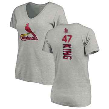 Women's St. Louis Cardinals John King ＃47 Backer Slim Fit T-Shirt Ash