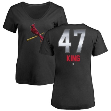 Women's St. Louis Cardinals John King ＃47 Midnight Mascot V-Neck T-Shirt - Black