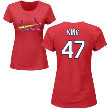 Women's St. Louis Cardinals John King ＃47 Roster Name & Number T-Shirt - Red
