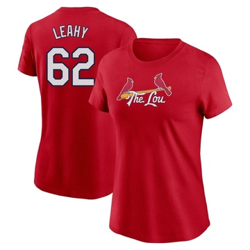Women's St. Louis Cardinals Kyle Leahy ＃62 2024 City Connect Fuse Name & Number T-Shirt - Red