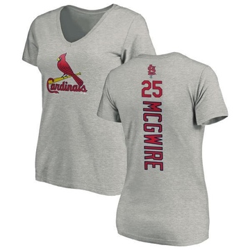 Women's St. Louis Cardinals Mark McGwire ＃25 Backer Slim Fit T-Shirt Ash