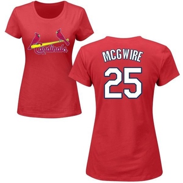 Women's St. Louis Cardinals Mark McGwire ＃25 Roster Name & Number T-Shirt - Red