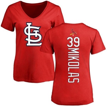 Women's St. Louis Cardinals Miles Mikolas ＃39 Backer Slim Fit T-Shirt - Red
