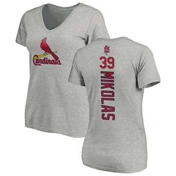 Women's St. Louis Cardinals Miles Mikolas ＃39 Backer Slim Fit T-Shirt Ash