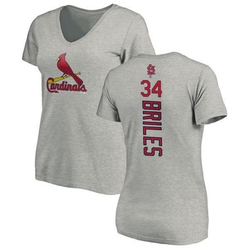 Women's St. Louis Cardinals Nelson Briles ＃34 Backer Slim Fit T-Shirt Ash