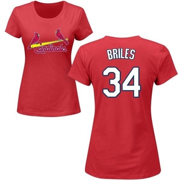 Women's St. Louis Cardinals Nelson Briles ＃34 Roster Name & Number T-Shirt - Red