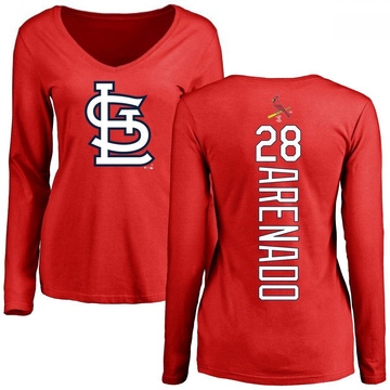 Women's St. Louis Cardinals Nolan Arenado ＃28 Backer Slim Fit Long Sleeve T-Shirt - Red