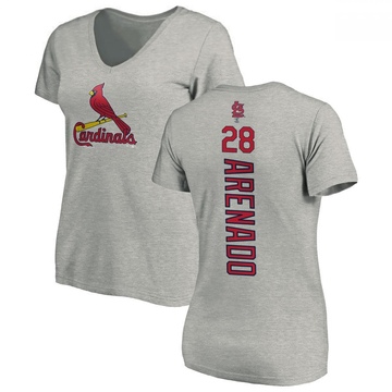 Women's St. Louis Cardinals Nolan Arenado ＃28 Backer Slim Fit T-Shirt Ash