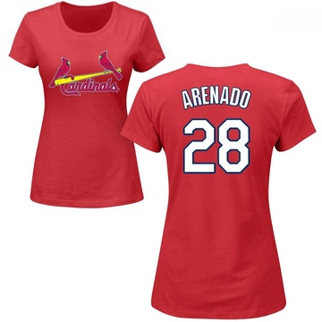 Women's St. Louis Cardinals Nolan Arenado ＃28 Roster Name & Number T-Shirt - Red