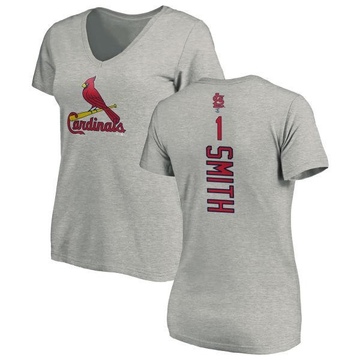 Women's St. Louis Cardinals Ozzie Smith ＃1 Backer Slim Fit T-Shirt Ash